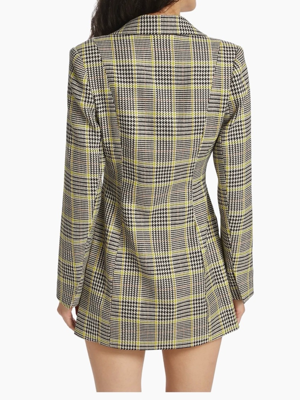 Line & Dot Gabbie Double-Breasted Plaid Blazer Dress in Yellow and Black - Picture 4 of 5